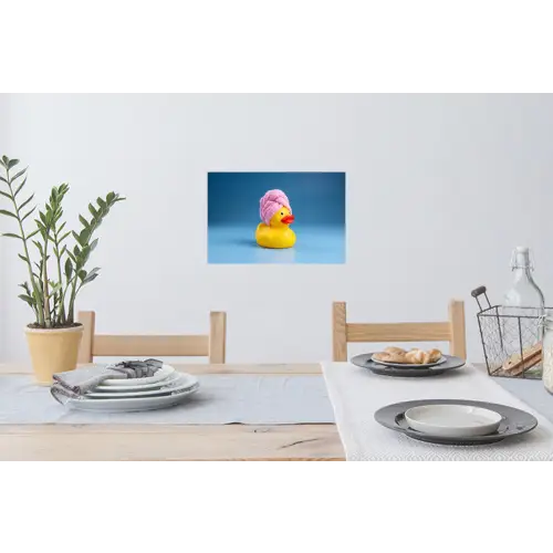 Badeend - Handdoek - Blauw Muursticker klein -eettafel