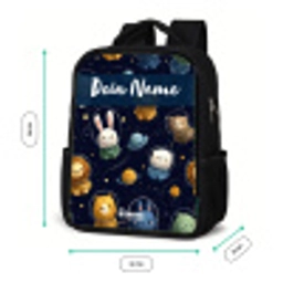 Dieren - Astronaut - Planeten - Sterren Rugzak - Zwart middel -productfoto_formaten