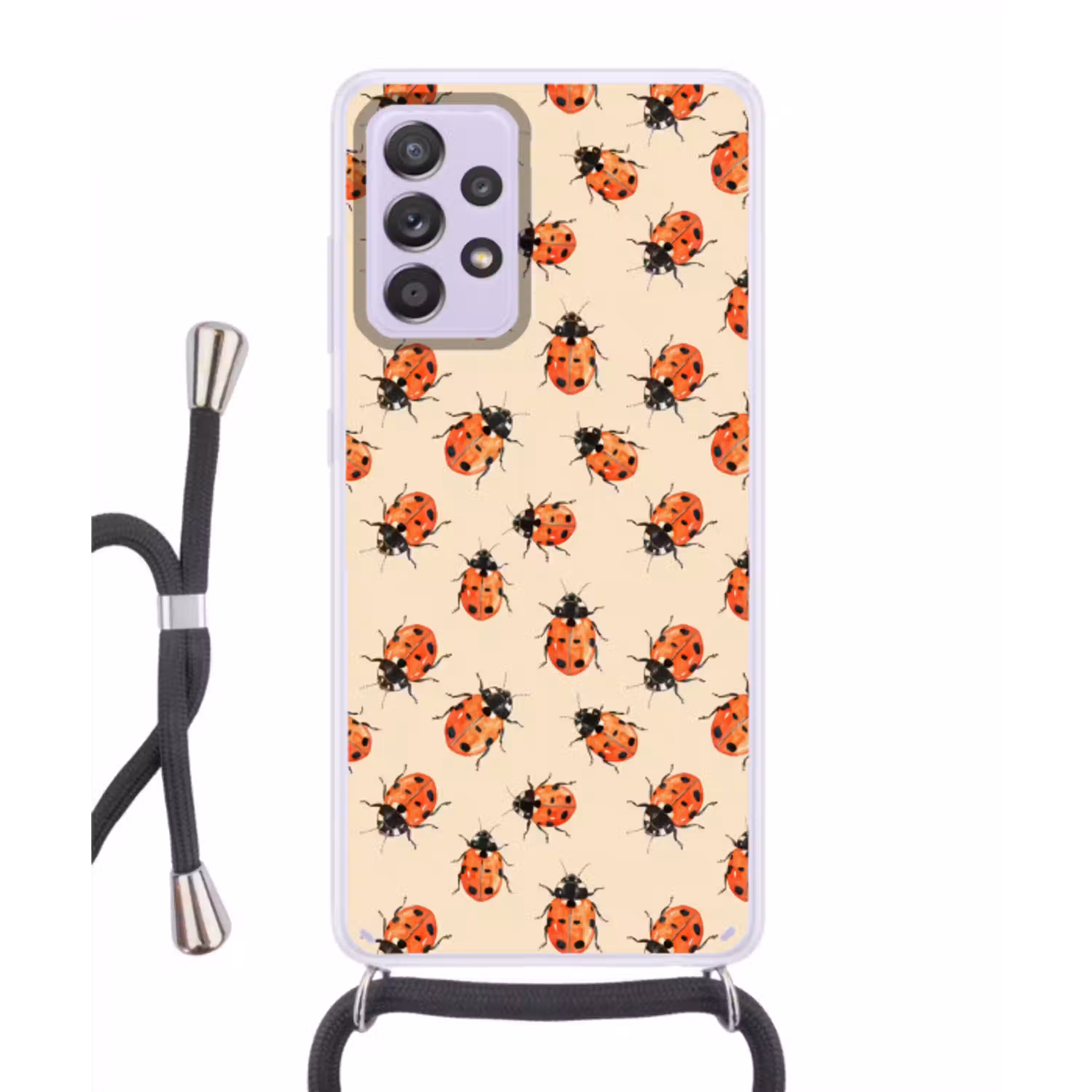 Lieveheersbeestjes - Patroon - Rood Hoesje Samsung Galaxy A52 5G met koord klein 816 -3d