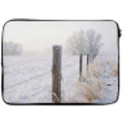 Hek - Sneeuw - Mist - Platteland - Nostalgisch laptophoes neopreen klein -zkaufland3dotto