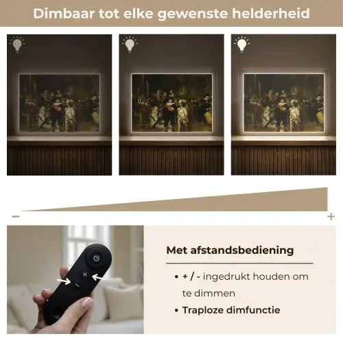 De Nachtwacht - Kunst - Oude meesters - Rembrandt Light Box met batterij (Wandlamp) middel -USP_dimbaarNL