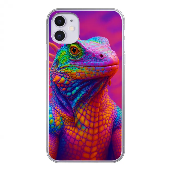 Kameleon - Dieren - Neon - Kleur Telefoonhoesje iPhone 11 klein -3d
