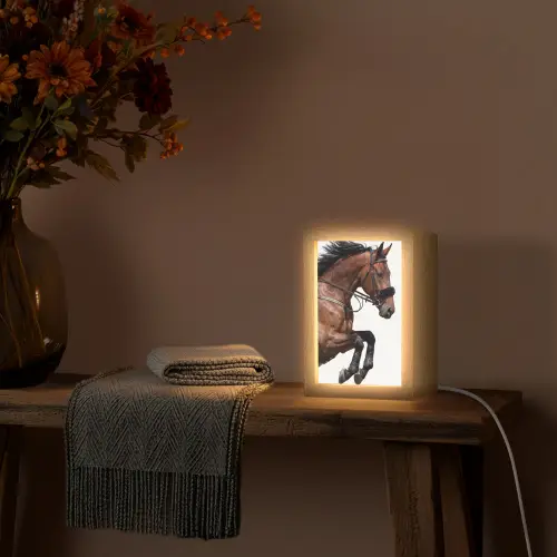 Paard - Springen - Modern Light Box met kabel (Tafellamp) klein -sfeer4