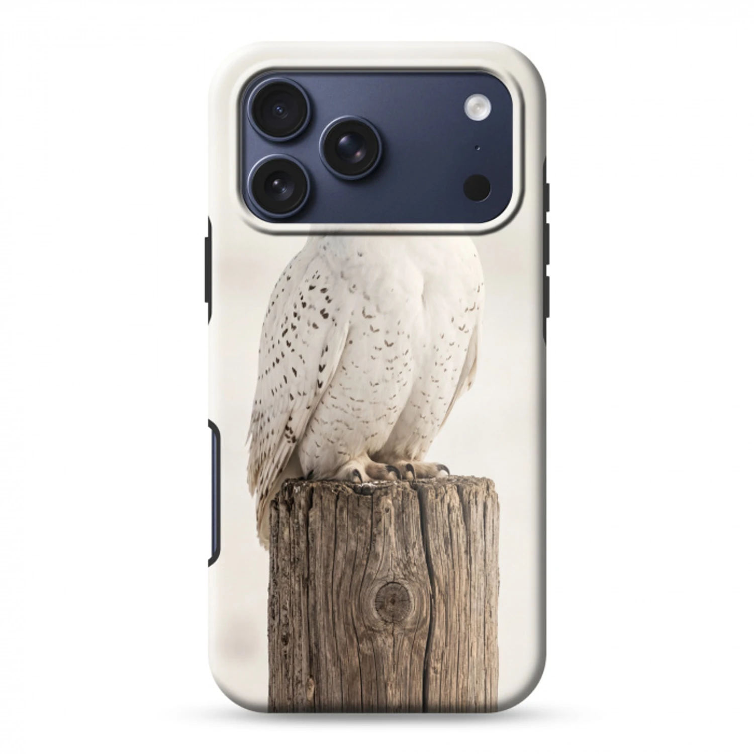 Sneeuwuil - Paal - Winter - Portret - Majestueus Toughcase MagSafe Apple iPhone 17 Pro Max klein -3d