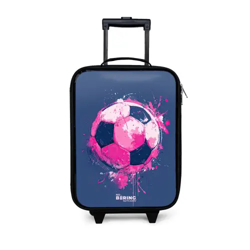 Voetbal -  Verf - Roze - Blauw Kinderkoffer - Zwart klein -3d