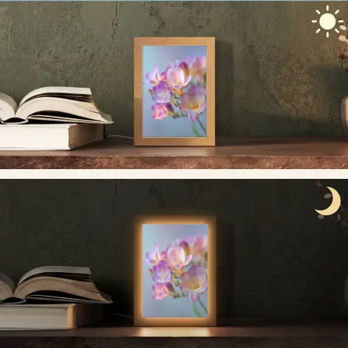 Bloemen - Paars - Overloop - Meeldraden Light Box met kabel (Tafellamp) klein -sfeer3