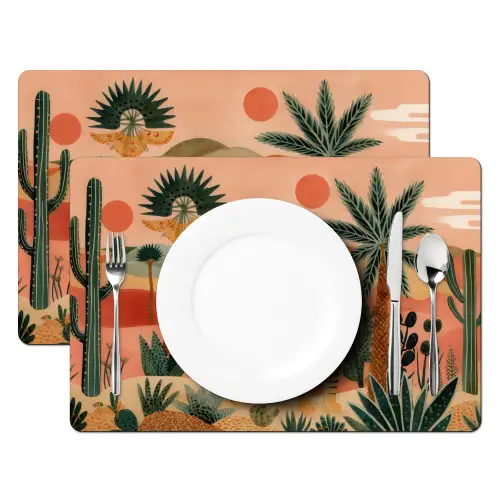 Tijger - Palmen - Cactus - Oranje Placemat vinyl groot -zzsfeer2_Kitchenyeah-website