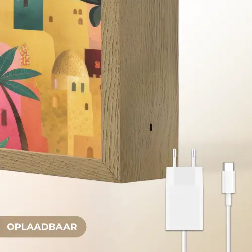 Kleurrijk - Palmbomen - Islamitisch Light Box met batterij (Wandlamp) middel -USP_websiteoplaadbaarNL