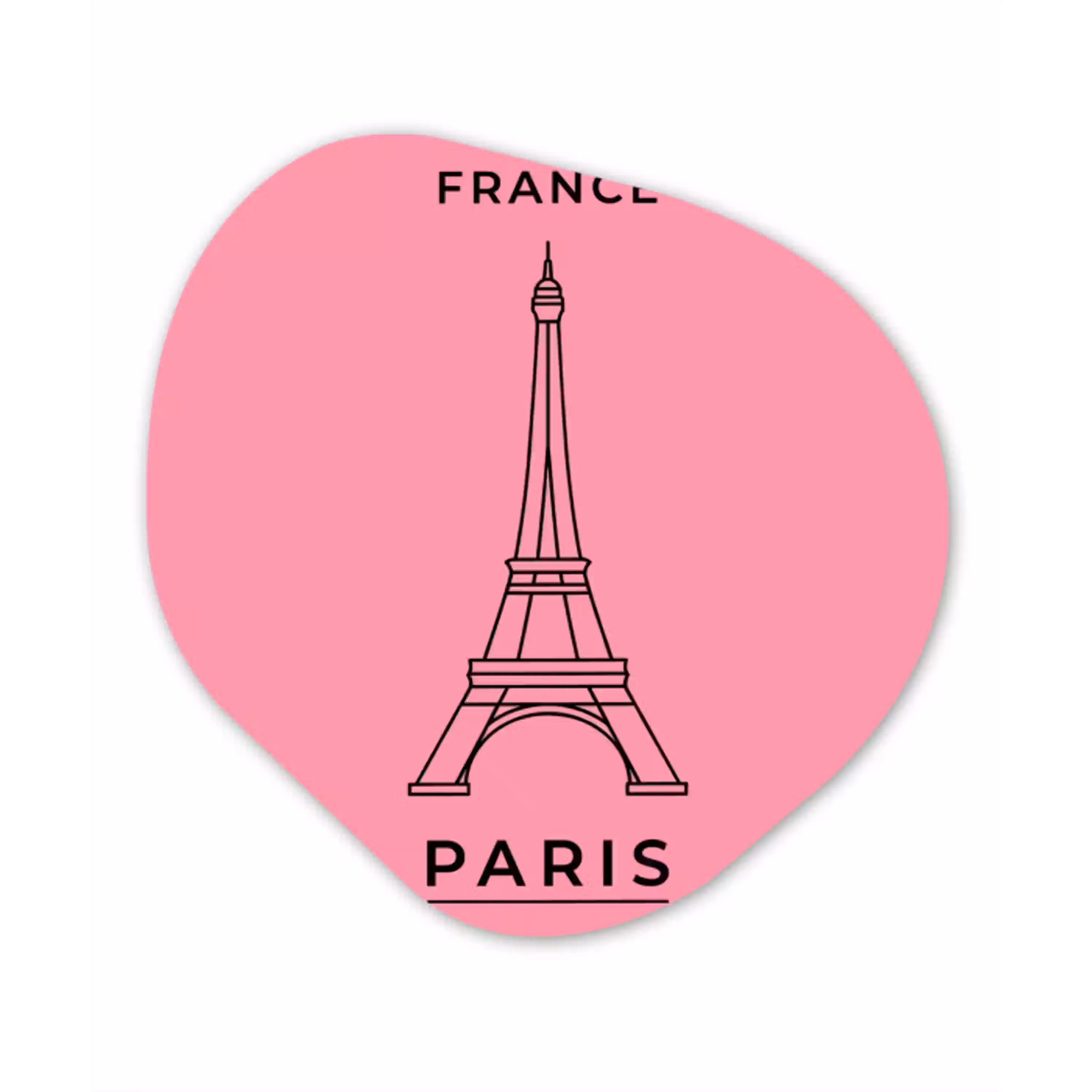 Eiffeltoren - Parijs - Architectuur - Minimalistisch - Roze Wandcirkel Organisch Aluminium middel -3d