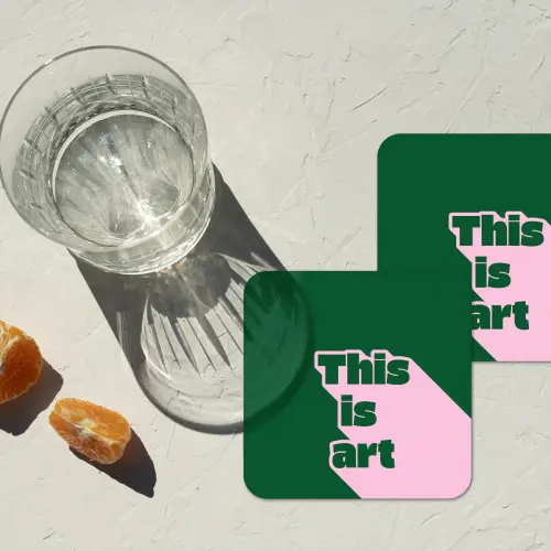 This is art - Schaduw - Roze onderzetter kurk middel -sfeer4