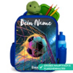 Neon - Net - Voetbal - Kleurrijk Kinderrugzak - Blauw middel -inhoud_DE