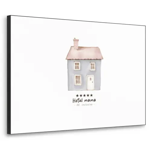 Lichtblauw - Huisje - Mama - Tekst Textielframe zwart klein -3d