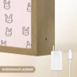 Konijnen - Minimalistisch - Roze Light Box met batterij (Wandlamp) middel 907 -USP_websiteoplaadbaarDE