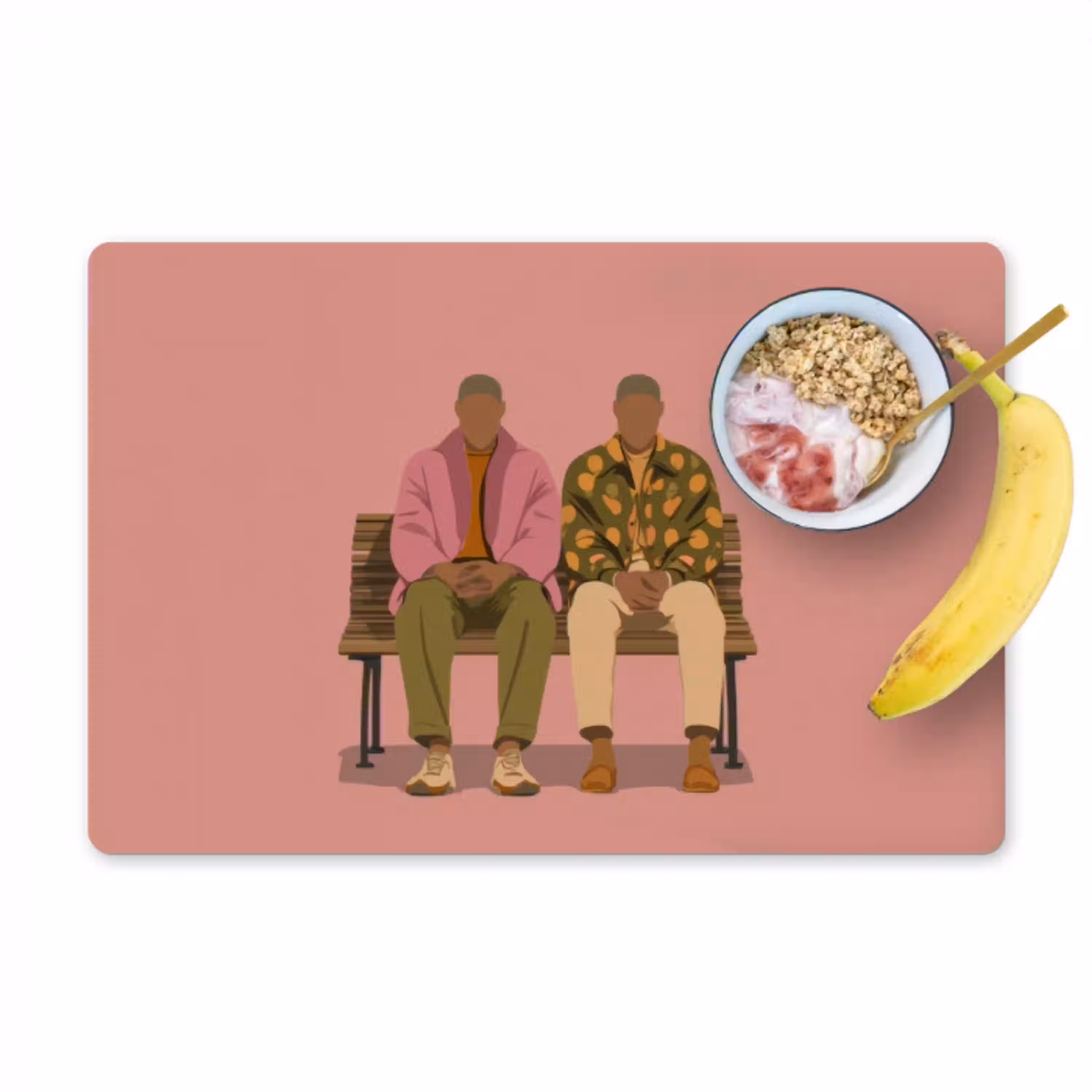 Illustratie - Bankje - Personen - Minimalistisch Placemat vinyl groot -zzzproduct_Kitchenyeah-website