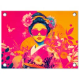 Vrouw - Zonnebril - Abstract - Oranje tuinposter los doek klein -3d