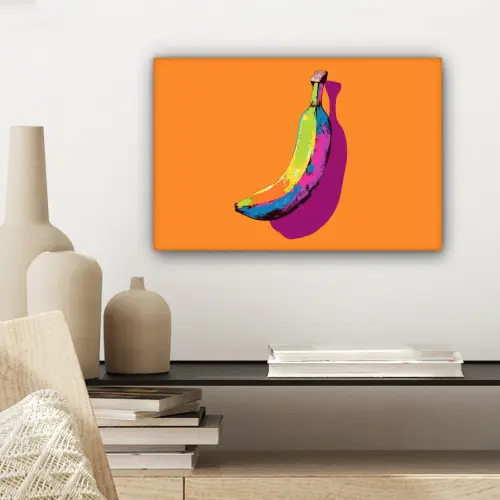 Felle kleuren - Banaan - popart canvas 2cm klein -sfeer6