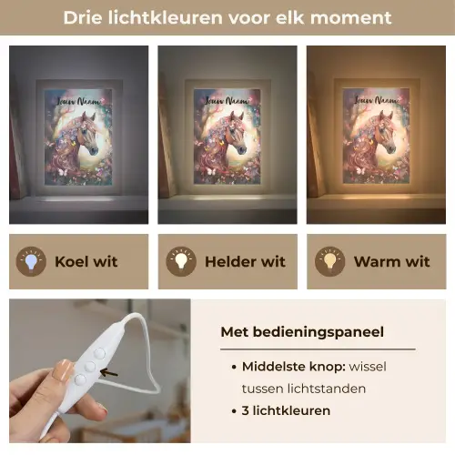 Paard - Natuur - Bloemen - Vlinders - Bos Light Box met kabel (Kinderlampje) klein -USP_lichtkleurNL