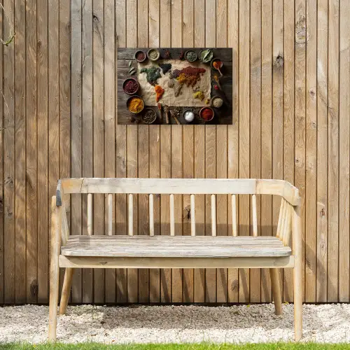 Wereldkaart - Specerijen - Kleurrijk Tuinposter op houten frame 2 cm dik klein -sfeer4
