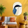 Illustratie - Blauw - Vogel Wandcirkel Ovaal Glas middel -sfeer4
