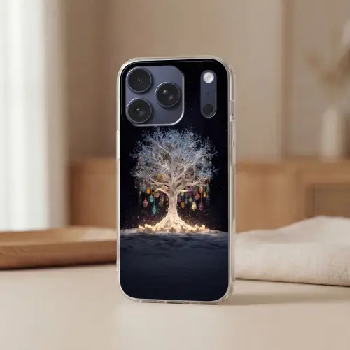 Sneeuwboom  - Lichtjes - Wit - Kleurrijk Telefoonhoesje iPhone 17 Pro klein -sfeer2