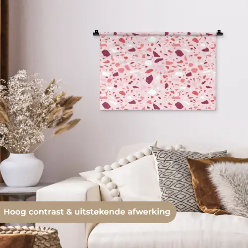 Terrazzo - Patroon - Roze Wandkleed katoen klein 269 -sfeer1