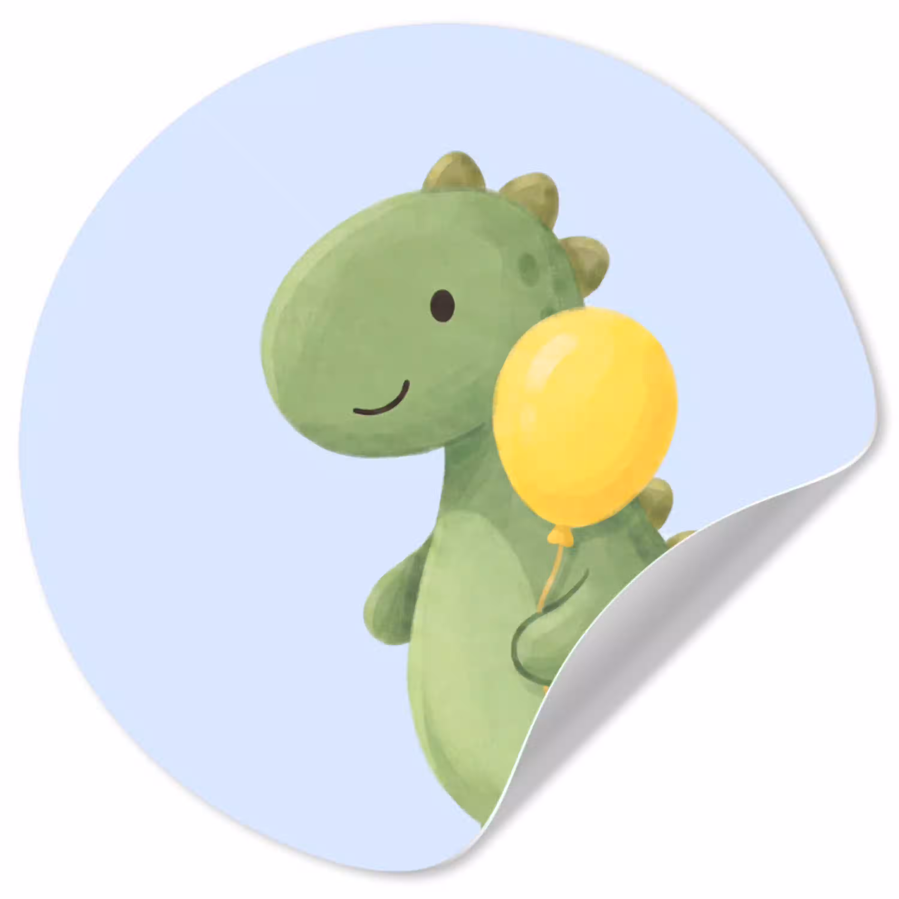 Dinosaurus - Ballon - Kinderkamer - Illustratie - Groen Wandcirkel behangsticker klein -3d