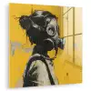 Vintage - Street art - Meisje - Masker - Geel - Banksy plexiglas 5mm klein -zzzproduct_nieuw