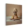 Bad - Hond - Boek - Zonnebril aluminium wit klein -3d
