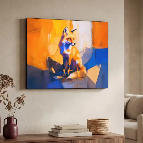 Vos - Oranje - Vormen - Abstract Textielframe zwart klein -sfeer3