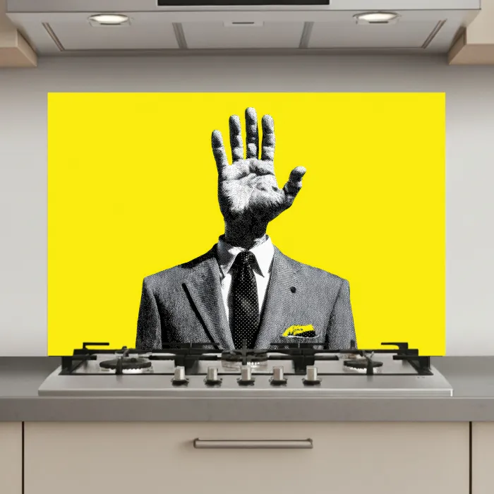 Pak - Hand - Geel keuken achterwand spatscherm klein -3d_website