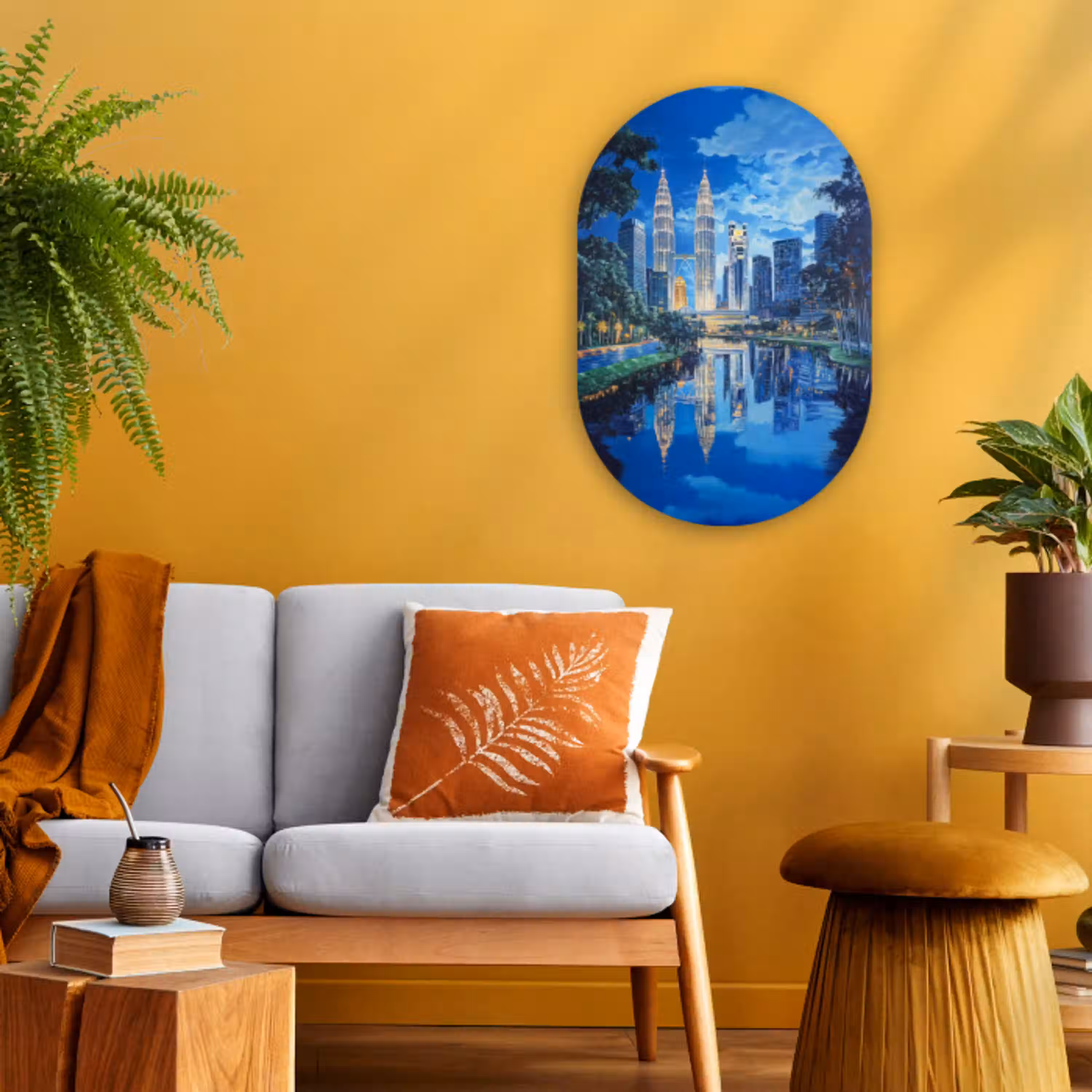 Stad Kuala Lumpur - Skyline - Wolkenkrabbers - Water Wandcirkel Ovaal Forex klein -sfeer4