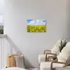 Zonnebloemen - Bloemen - Wolken - Natuur - Geel - Landschap Tuinposter op houten frame 2 cm dik klein -sfeer1