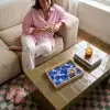 Palmblad - Patroon - Blauw Dienblad Rechthoek middel 911 -sfeer3