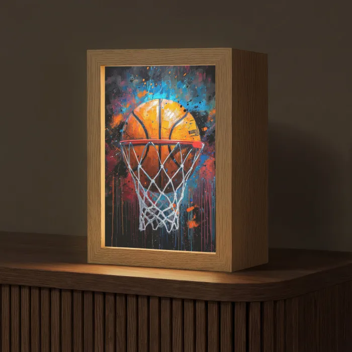 Graffiti - Basketbal - Sport - Zwart - Street art Light Box met kabel (Tafellamp) klein -z3d_website
