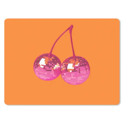 Discoballen - Kers - Spiegels - Roze muismat rubber klein -3d
