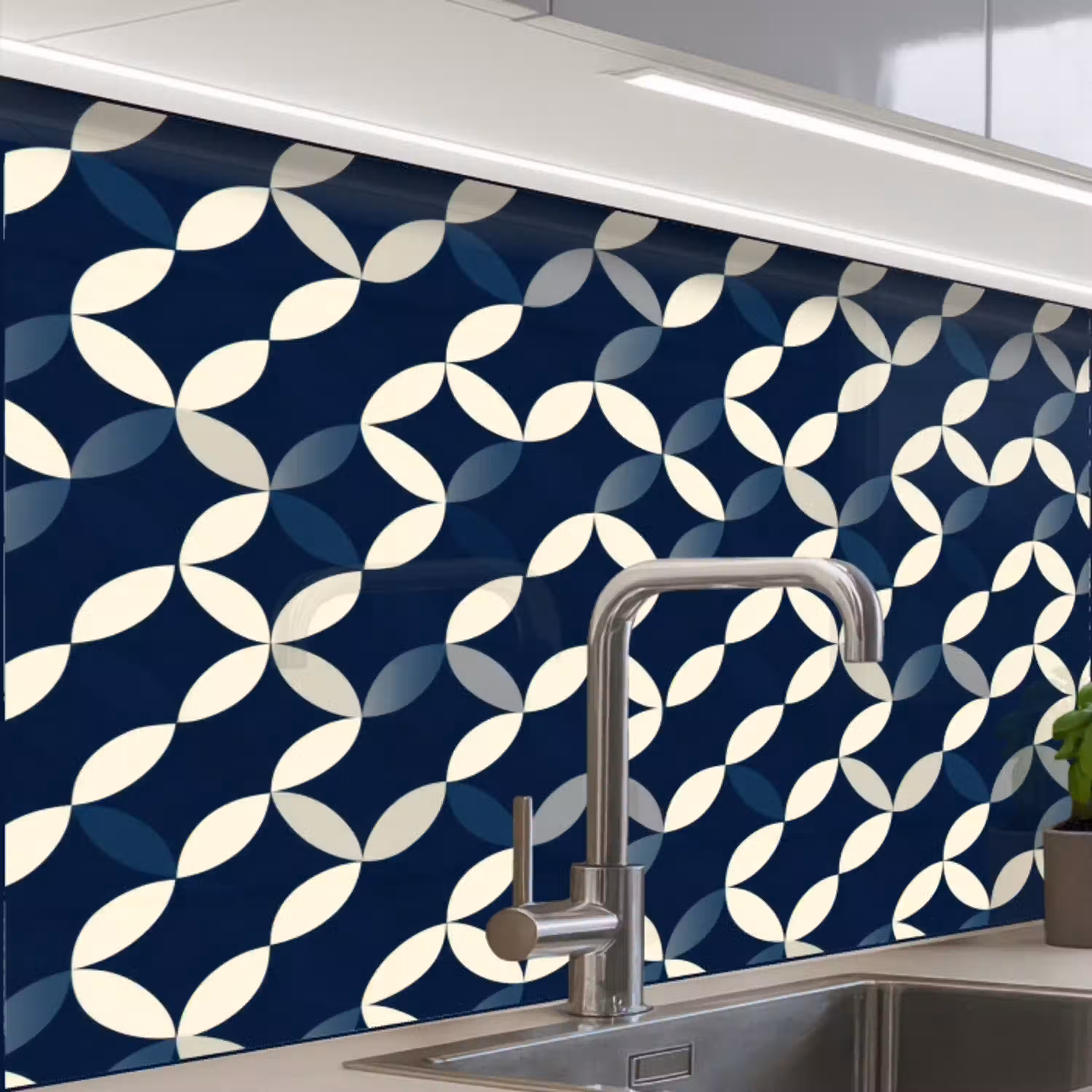 Abstract - Patroon - Blauw keuken achterwand 2 middel 865 -zzzz3d_schuin