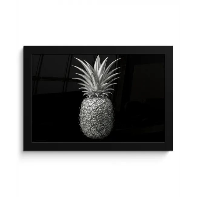 Ananas - Gedetailleerd - Bladeren fotolijst zwart zonder passe partout klein -3d