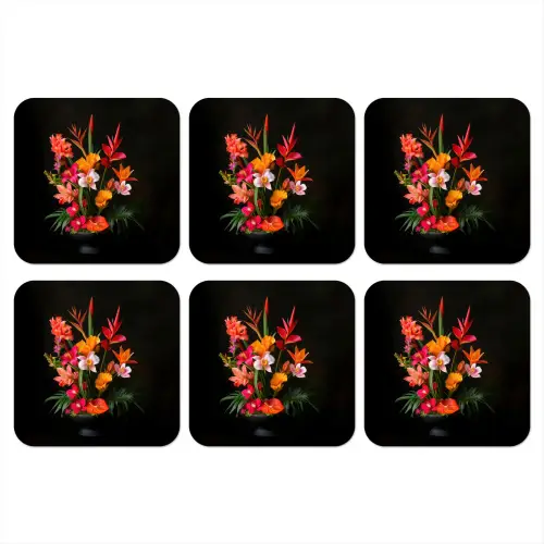 Boeket - Bloemen - Exotisch onderzetter kurk middel -3d