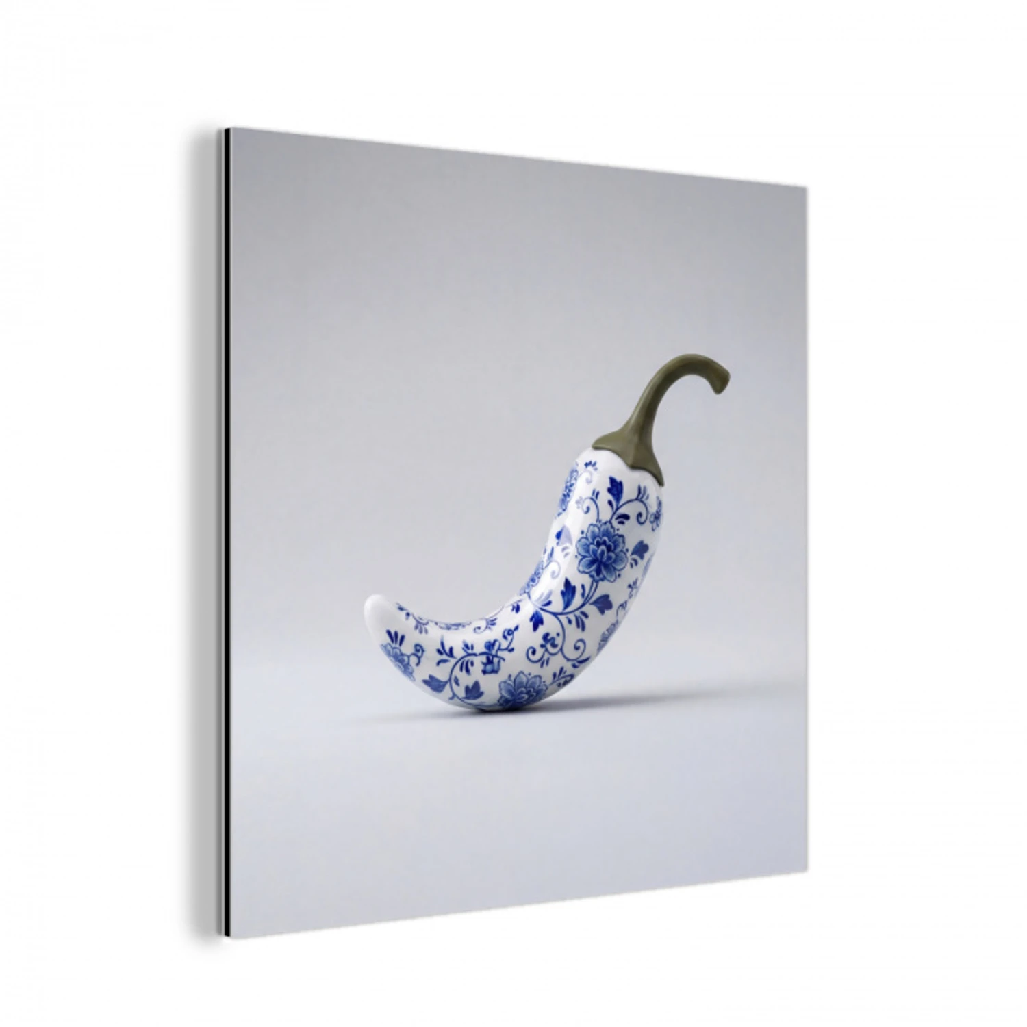 Chilipeper - Keramiek - Blauw aluminium wit klein -3d