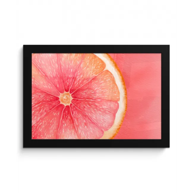 Grapefruit - Roze - Levendig fotolijst zwart zonder passe partout klein -3d