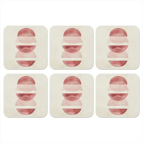 Minimalistisch - Cirkels - Roze onderzetter kurk middel -3d