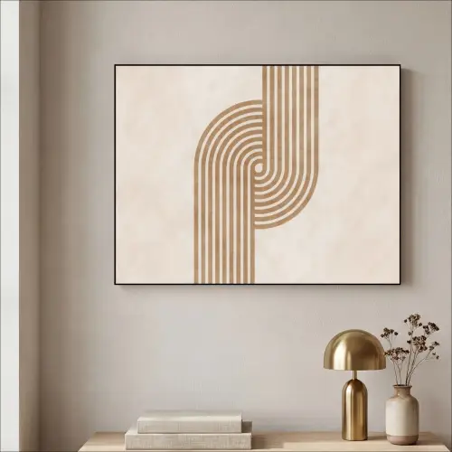 Symmetrische bocht - Koperkleurig Textielframe zwart klein -sfeer2