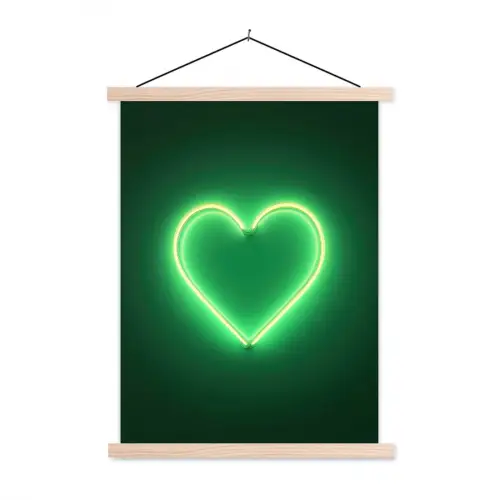 Neon - Groen - Licht textielposter latten blank klein -3d
