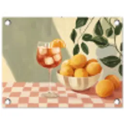 Citroenen - Glas - Tafelkleed - Geblokt tuinposter los doek klein -3d