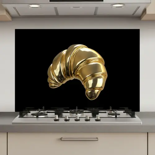Croissant - Brood - Goud - Zwart keuken achterwand spatscherm klein -3d_website