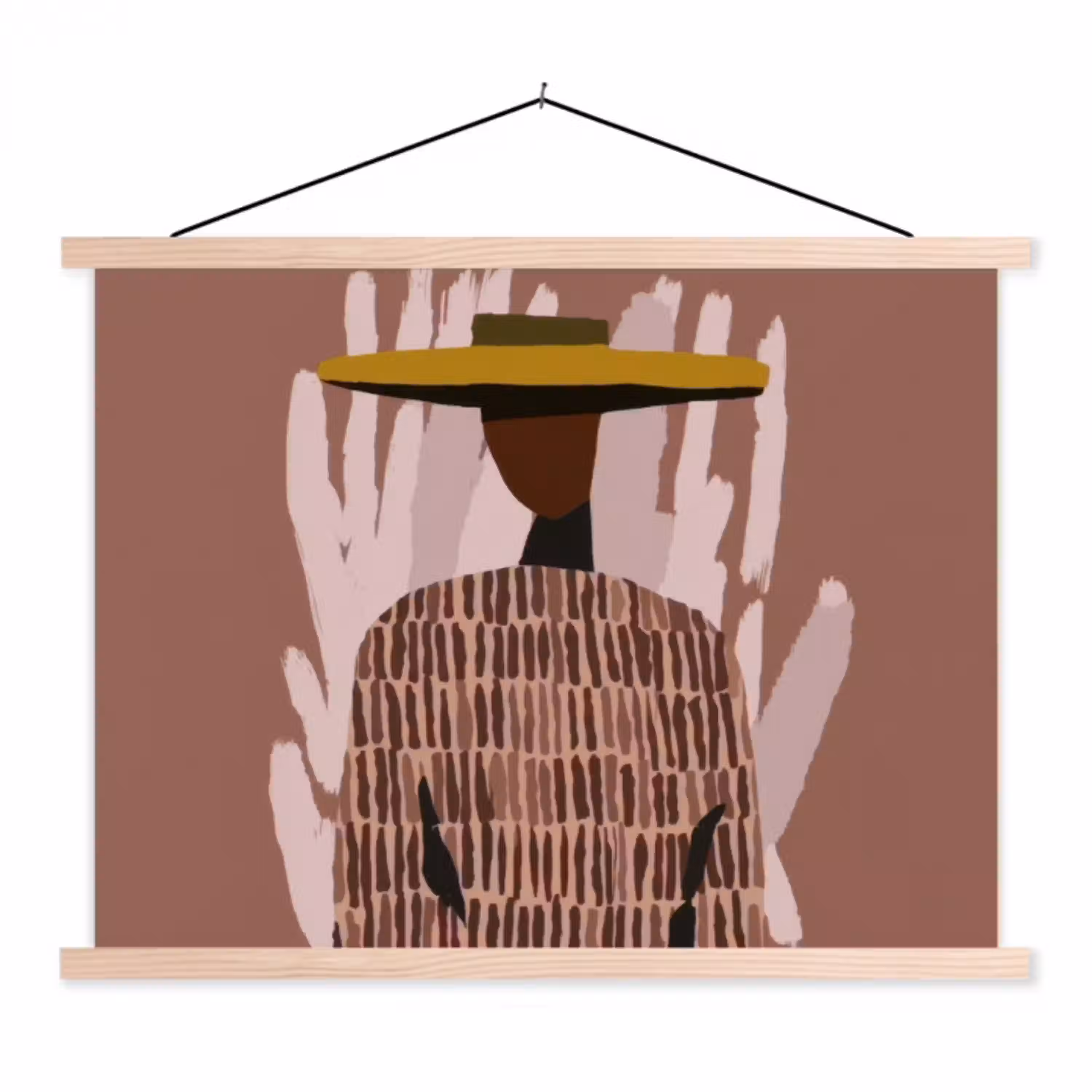 Abstract - Figuur - Illustratie - Hoed textielposter latten blank klein -3d