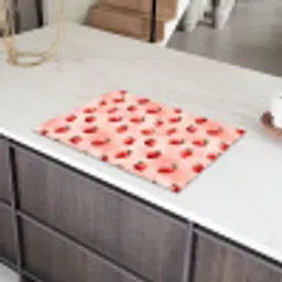 Aardbei - Patroon - Roze Inductie beschermer vinyl 3mm klein 276 -sfeer8