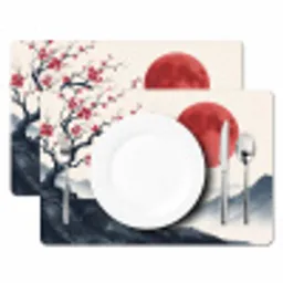 Kersenbloesem - Oosters - Rood Placemat vinyl groot -zzsfeer2_Kitchenyeah-website