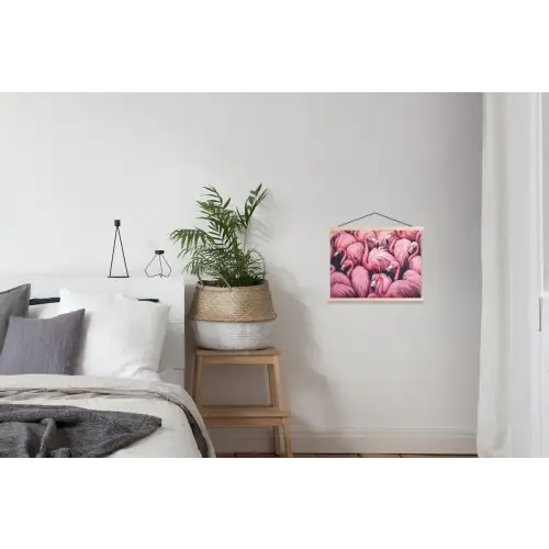 Flamingo - Roze - Dieren textielposter latten blank klein -woonkamer