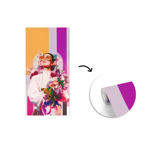 Portret - Vrouw - Abstract - Bloemen fotobehang vinyl groot -3d